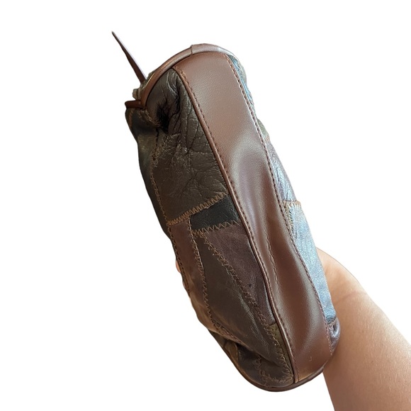 Vintage 90s leather patchwork crossbody mini bag brown - Picture 13 of 14